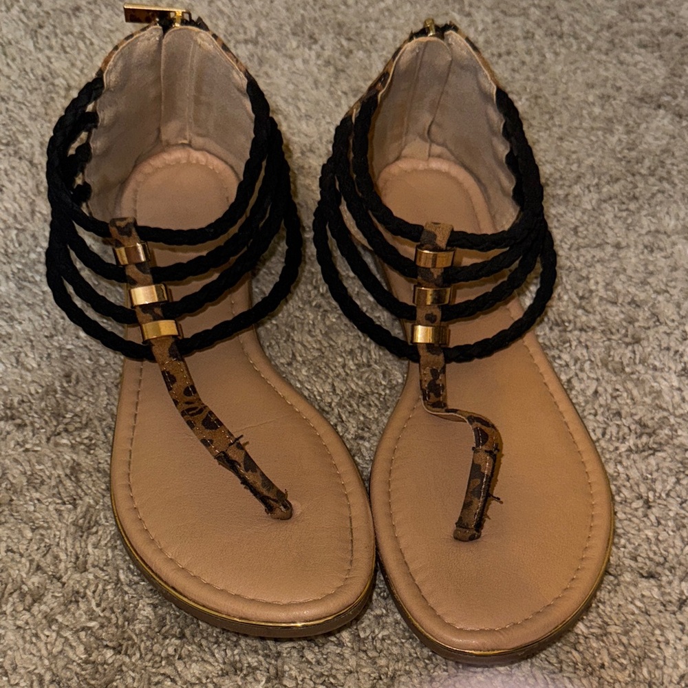 Cato Black and Tan Strappy Sandals